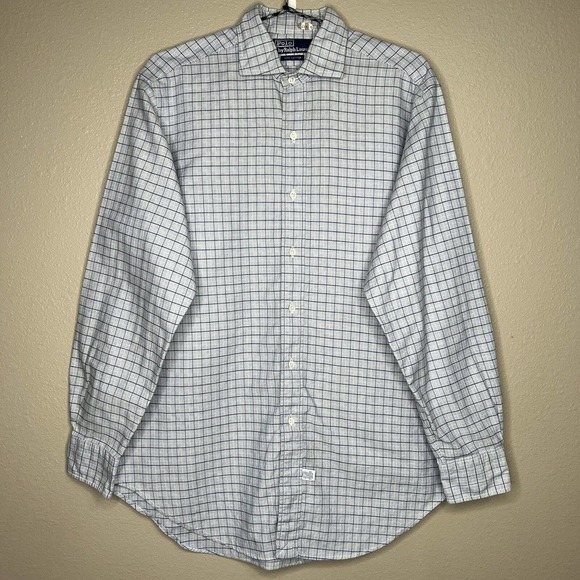 Polo Ralph Lauren Blue Plaid & White Long Sleeve Button-Up Shirt - Picture 1 of 9